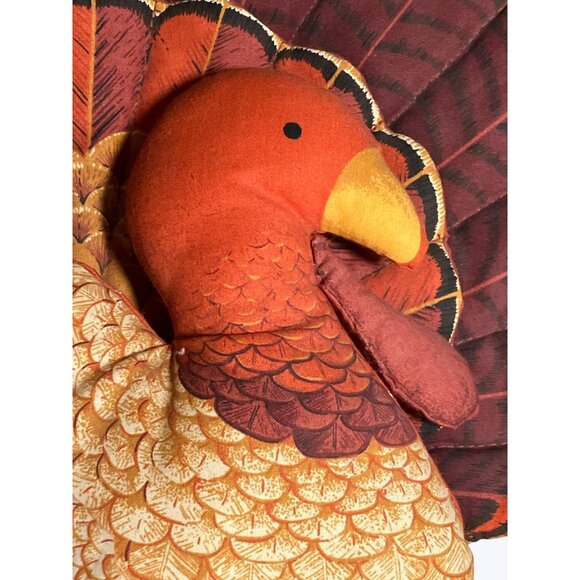 Thanksgiving Turkey Shaped Wall Hanging Decoration Sewn Fabric Fall Colors - Picture 5 of 10